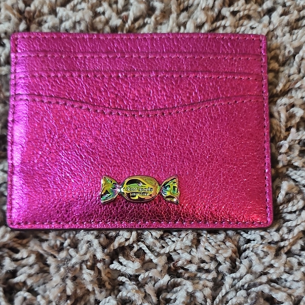KATE SPADE Pink Metallic Card Holder CANDY